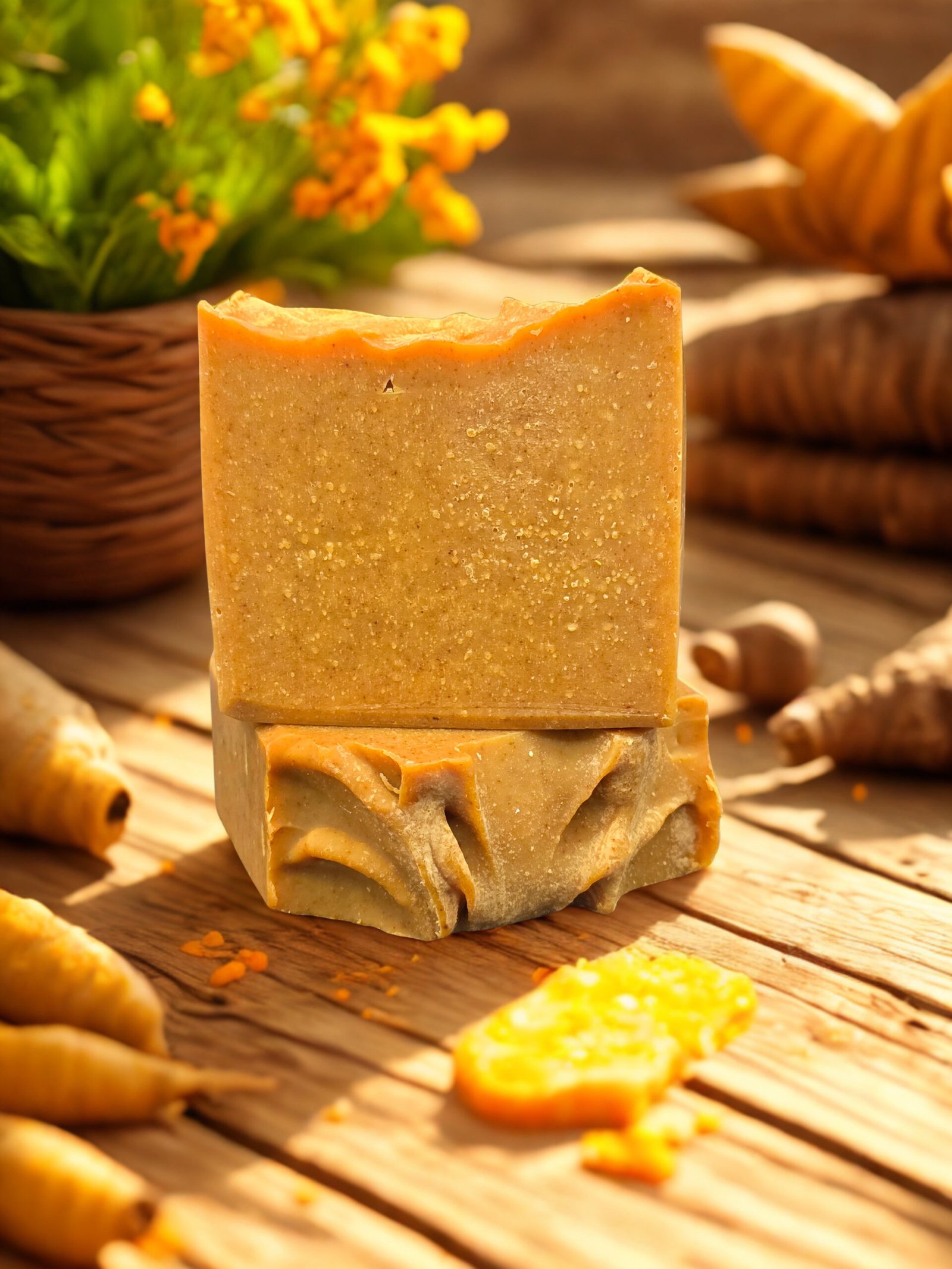 Jabon de Curcuma natural para unificar el tono de piel, reducir el acne y aportar luminosidad al rostro
